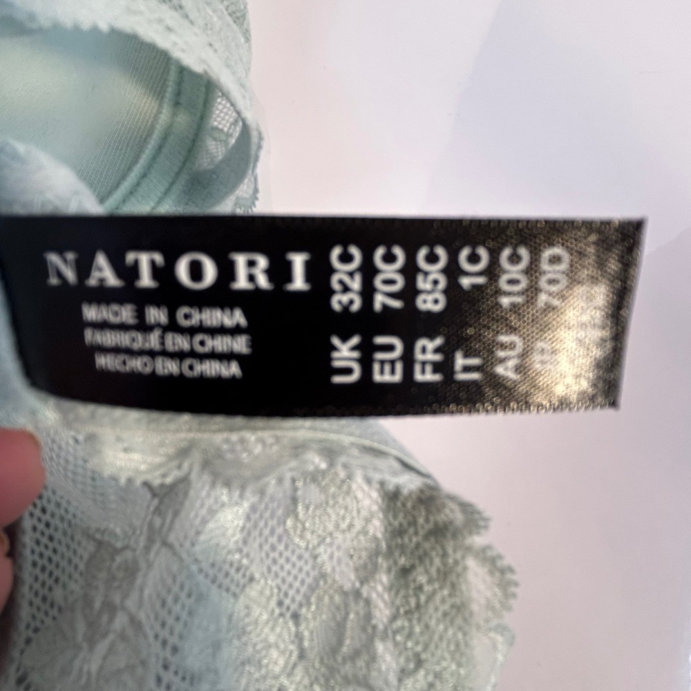 Natori Sage Green Lace Trim‎ Underwire Balconette Bra 32C - Picture 9 of 11